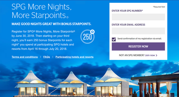 SPG More Nights, More Starpoints from April 16 - July 20